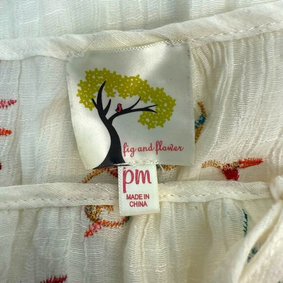 Anthropologie Dress Womens Medium Petite Boho Cottage Embroidered Floral Tiered - Picture 11 of 12